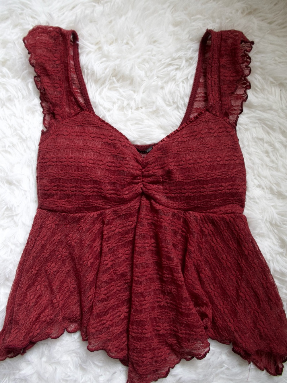 Heart Hips Burgundy Lace Peplum Tank